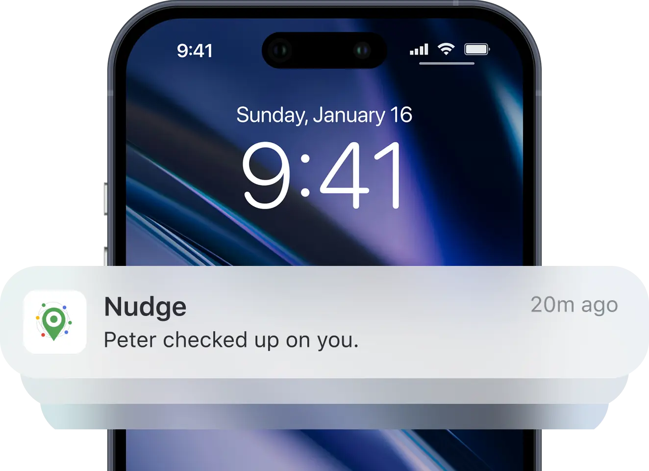 Phone showing a Nudge notification on the lock screen